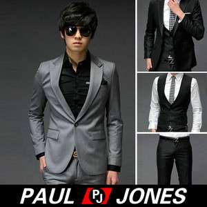   Stylish Slim Fit One Button Suit XZ04 blazer&vest&pants HAND MAD