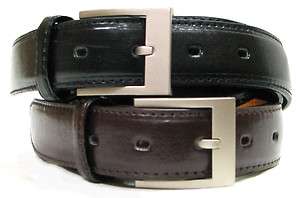 Leather dress belt 1.125 with styled nickel buckle  