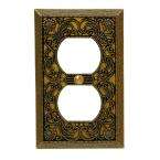 Amerelle Antique Brass Filigree Receptacle Wall Plate