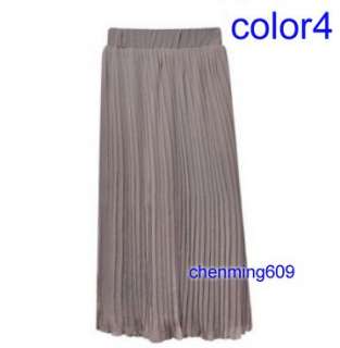 2012 New Women Chiffon Pleated Elastic Waistband Long Skirt SQ04 