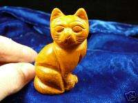 y402 43) KITTY CAT TAN gemstone gem carving MOOKAITE figurine  