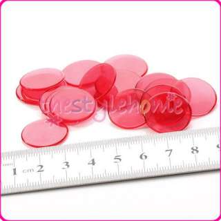 100 ct 3/4 Inch PLASTIC CLEAR RED BINGO CHIPS kids Game  