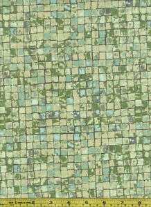 Rowan Green Beige Peacock Path Mosaic Quilt Fabric  