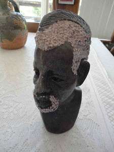 African Sculpture Bust Man Head Stone  