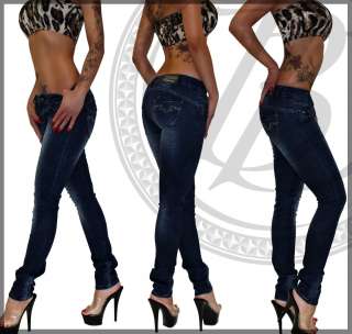 j68) Damen Skinny Low Rise Jeans Hose Blue Nieten 34 XS   42 XL 