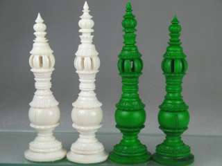   Antique Design Camel Bone Tower Chess Set GREEN   