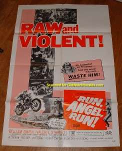 RUN ANGEL RUN William Smith 1969 Orig. MOVIE POSTER Harley Davidson 