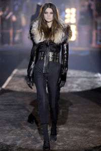 DSQUARED LEATHER AND COYOTE FUR JACKET IT40 US 4  