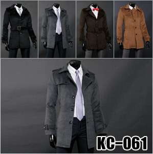 Mens Gray Cashmere Slim Fit Single Trench Coat US M  