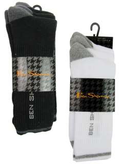 Mens Ben Sherman Sport Socks 3 Pack Set Black Or White  