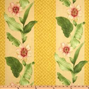  54 Wide Carver Weave Floral Stripe Gold/Green Fabric By 