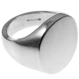 NEW 20 x 16mm Oval Stamped Signet Ring 21g 925 Silver  