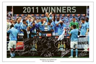 MANCHESTER CITY SQUAD SIGNED FA CUP WINNERS PRINT  