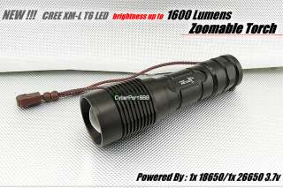   1600Lm CREE XML XM L T6 Led Lampe Torche Torch Zoomable M12 