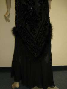 Sue Wong Designer Dress 6 Black Pink Evening Formal Gown Dress Feather 