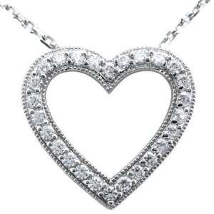   Diamond 14K White Gold Heart Pendant Necklace David Murad Jewelry