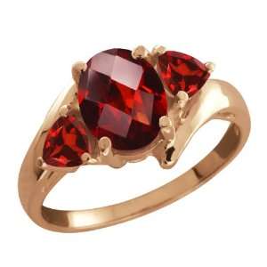   Red Garnet Gemstone Gold Plated Sterling Silver Ring Jewelry