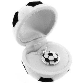   3d Black and White Soccer Ball Charm Necklace with Crystals Jewelry