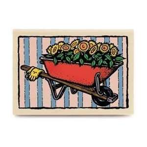  Spring Wheelbarrow Wood Mounted Rubber Stamp Arts, Crafts 