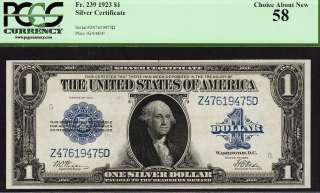 1923 $1 SILVER CERTIFICATE ~ PCGS CHOICE ABOUT NEW 58  WOODS TATE 