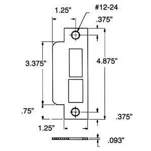 Baldwin 6340190R Estate Parts Satin Black Strike Plate Part  