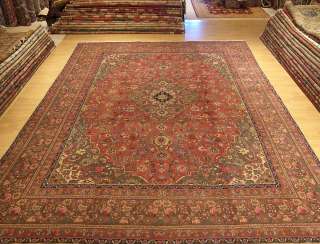 9x12.6 Handmade Carpet Antique Persian Kashan Wool Rug  