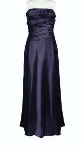 Patra Strapless Accordion Pleat Bodice Taffeta Dress Gown Navy Blue 8 