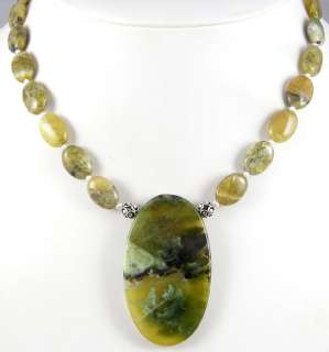 RARE NATURAL AFRICAN GREEN OPAL PENDANT BEADS Necklace  