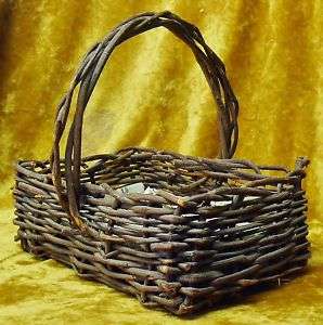 Antique Hand Woven Grapevine Egg Gathering Basket  