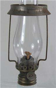 Pair Antique Kerosene Candlestick Style Lamps Pierced Silver Shades 