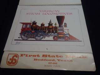 1977 Vintage Trains Calendar AMERICAN STEAM LOCOMOTIVES  