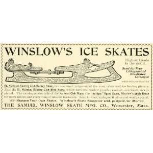  1897 Ad Samuel Winslow Antique Ice Skates Hockey Speed Skating 