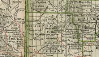 ARIZONA & NEW MEXICO Map Dated 1897 with Towns, Counties, Railroads 
