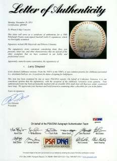 1968 PIRATES SIGNED BY 21 TEAM BASEBALL w/ ROBERTO CLEMENTE PSA/DNA 