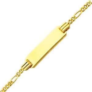  14K Yellow Gold 2.0mm Baby ID Figaro Bracelet with Spring 