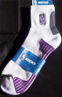 NBA Logoman White/Purple Vortex Quarter Length Socks Size Medium 5 10