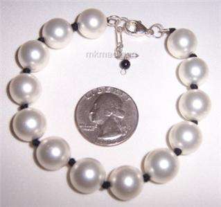   Rare Shell Pearl Black Sterling Silver Bracelet Necklace Earrings Set