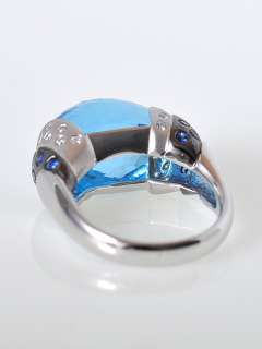 Gadi 18K White Gold Diamond Topaz Sapphire Ring  