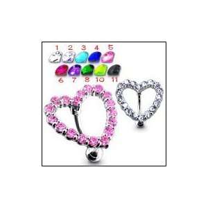  Jeweled Outline Heart Belly Ring Body Jewelry: Jewelry