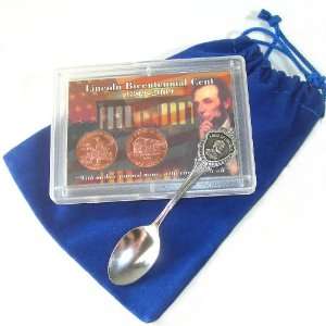   Souvenir Spoon & 2009 Lincoln Bicentennial Cent Coin Set in Gift Bag