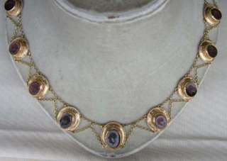18ct Antique Etruscan Hardstone Intaglio Cameo Necklace  