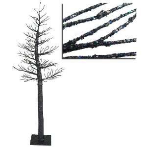  7 Black Glitter Metallic Artificial Christmas Display Tree 