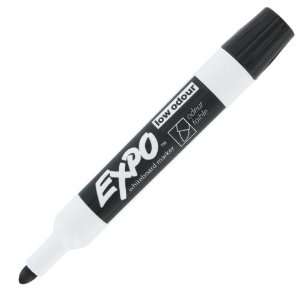 Expo Low Odor Dry Erase Whiteboard Markers, Bullet Tip, Black 