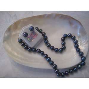  10 11mm Natural Black Pearls AAA Luster Necklace and 