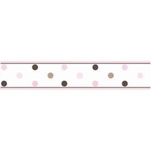 Pink and Brown Mod Dots Baby, Childrens and Teens Wall Paper Border by 