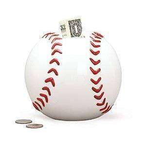 Boys Baseball Shape Ball Piggy Bank Ceramic Sports NWT  