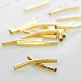 95 Gold Plated Curved Tube Charm Spacer Metal Bead MB21  