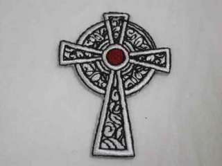 Black Red Christian Cross Iron On Applique Patch  