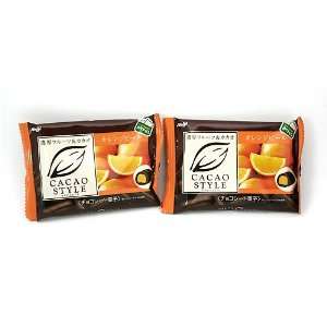 Meiji Cacao Style Orange Peel Dark Chocolate Candy   2 Packs:  