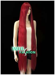 48 in. Anime Cosplay Wig Long Dark Red Hair Wigs  